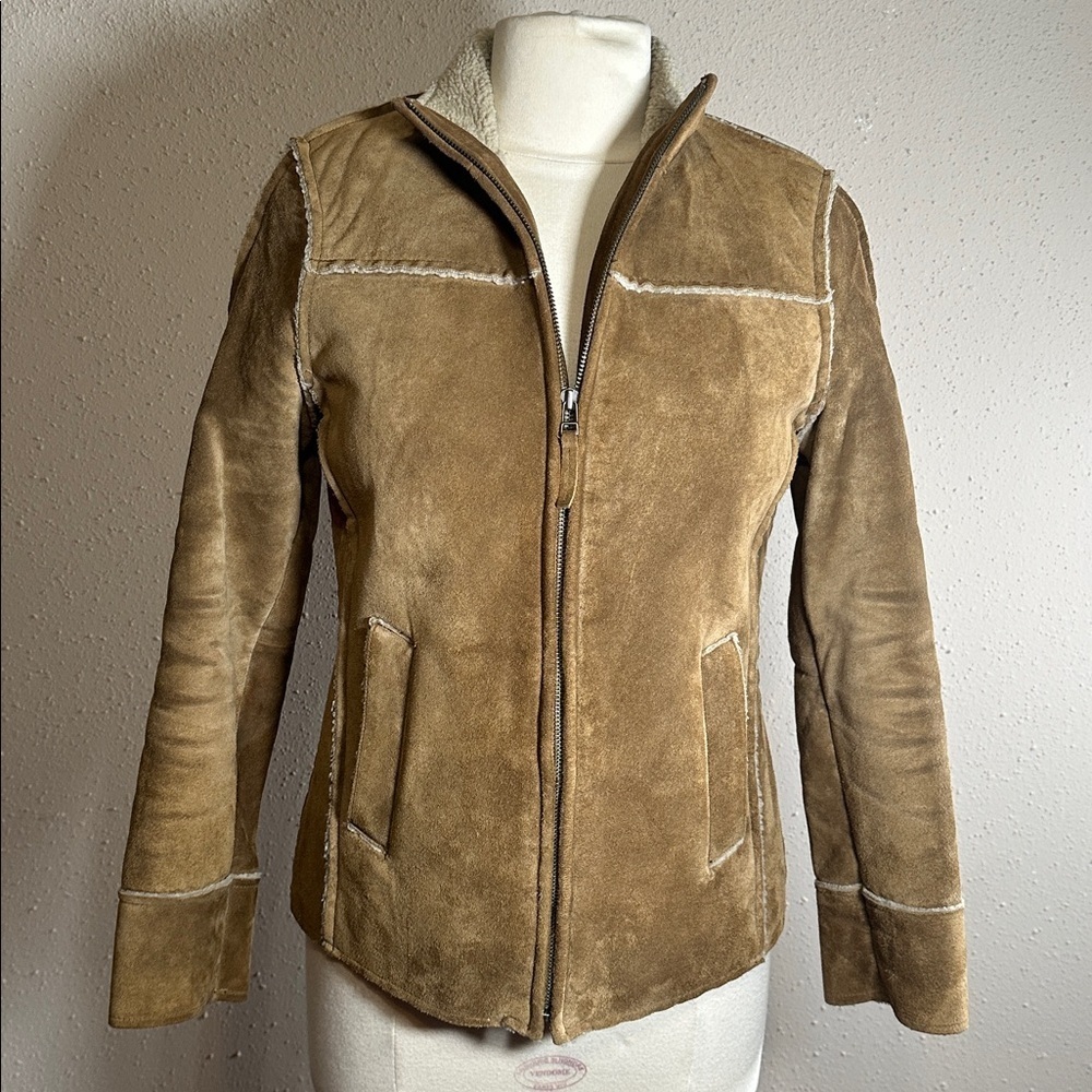 Vintage GAP 2002 Y2K Camel Cognac Tan Brown Sherpa lined jacket size XS women’s